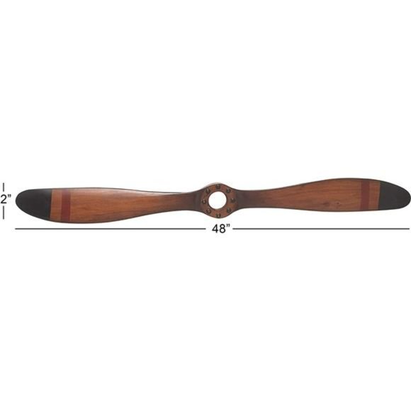 Wood Airplane Propeller 2 Blade Wall Decor , 48" x 2" x 5", Brown - Picture 4 of 5